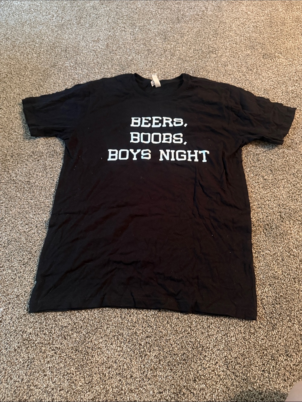 Black Graphic Tee - Beers Boobs Boys Night Size M